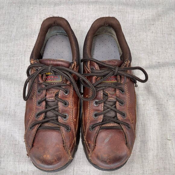 Vintage Dr. Martens Short Boots Brown Leather Lace Up Industrial Composite Toe‎ - Picture 5 of 11